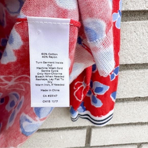 Talbots Butterfly Charming Cardigan Red White Blue - Picture 8 of 8